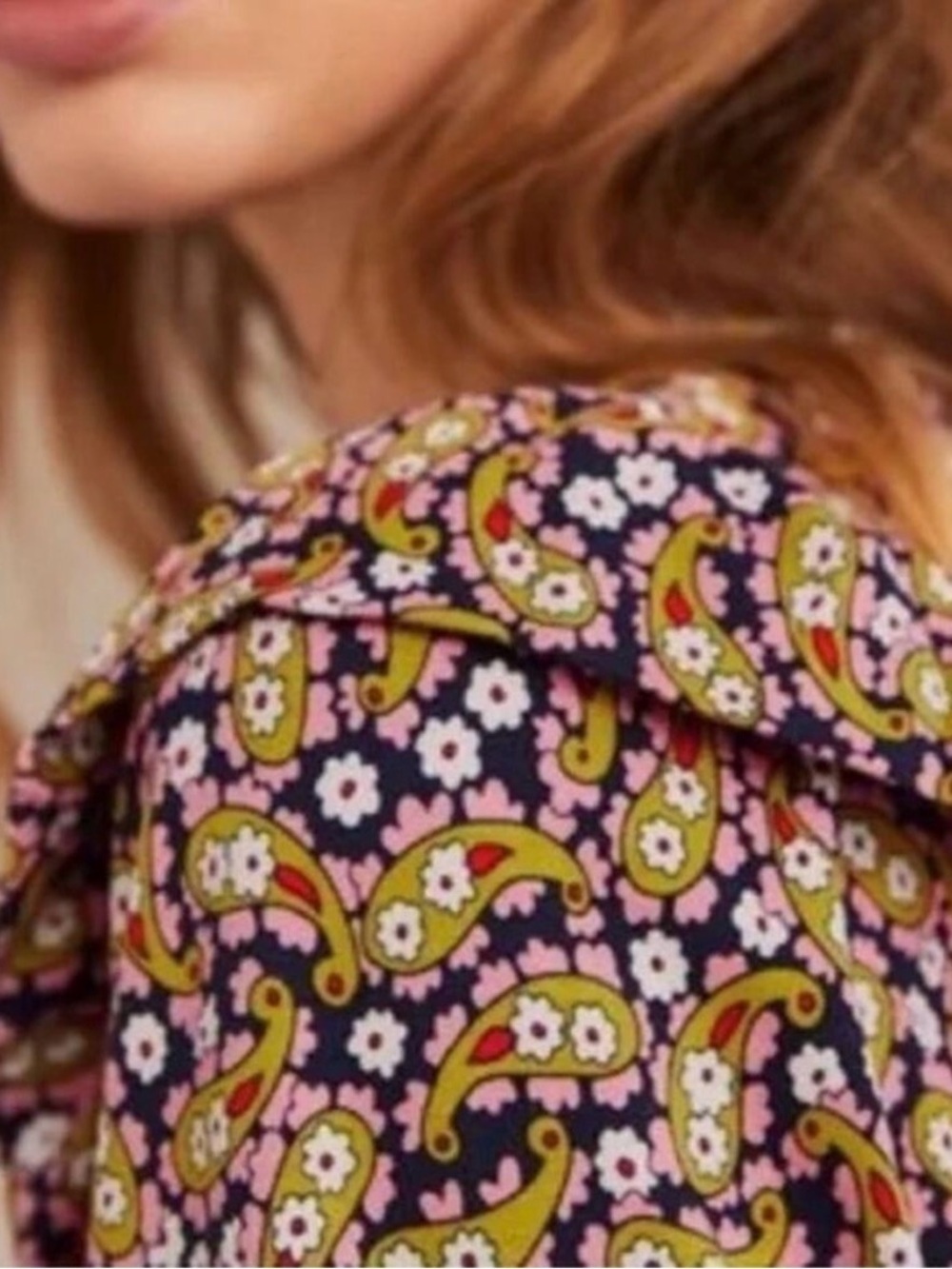 BODEN Paisley Print Ruffle Jersey Midi Dress Citronelle Multi 4L - Picture 2 of 12